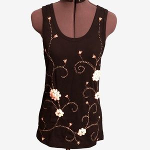 Black Embroidered Tank